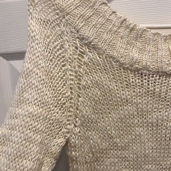 VTG Unionbay Cream Sweater Loose Knit Boat Neck Off Shoulder Size Large - Picture 3 of 8